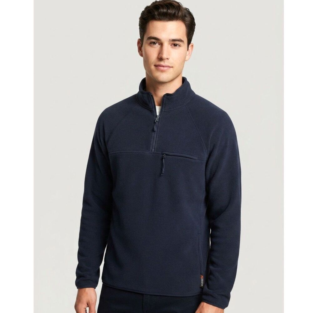 J. Crew Nordic Polartec 1/4 Zip Fleece Pullover Mens S Navy Pockets Outdoor Gorp